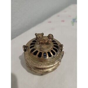 Vintage Foo Dog / Dragon Incense Burner Japanese Brass Metal with Lid MCM Retro